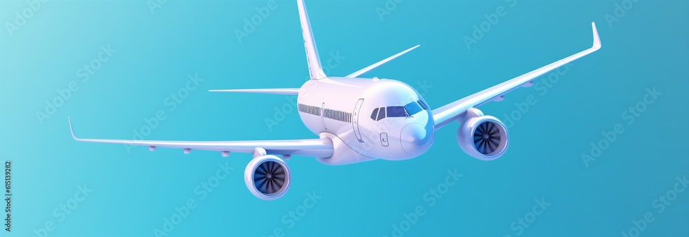 plane business air sky background fly flight aircraft aeroplane white blue. Generative AI.
