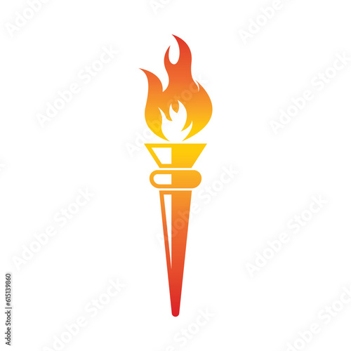 Burning Torch Fire Flame with Pillar column logo