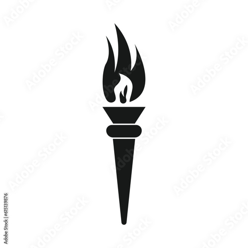 Burning Torch Fire Flame with Pillar column logo © Jeffricandra30