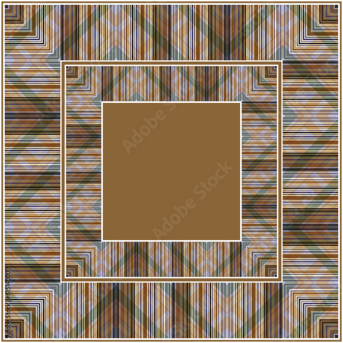 Geometric vector pattern frame in a square for the design of tiles, pillowcases, tablecloths