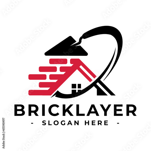 Masonry logo design template. Bricklayer logo vector. Construction logo