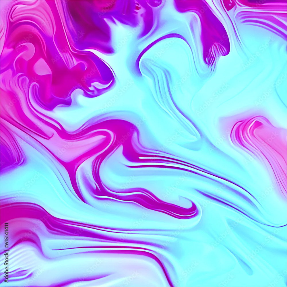 Pink Chrome Fluid with Cyan Liquid Fire, Generative AI Art