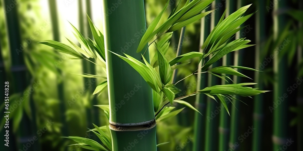 Fototapeta premium AI Generated. AI Generative. Eco green leaf plant tree bamboo. Asian Japan Chinese culture tradition vibe. Graphic Art
