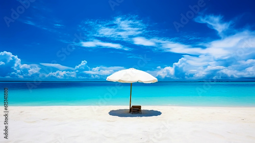 beach with umbrella  Beach sand with chair and umbrella relaxation mode