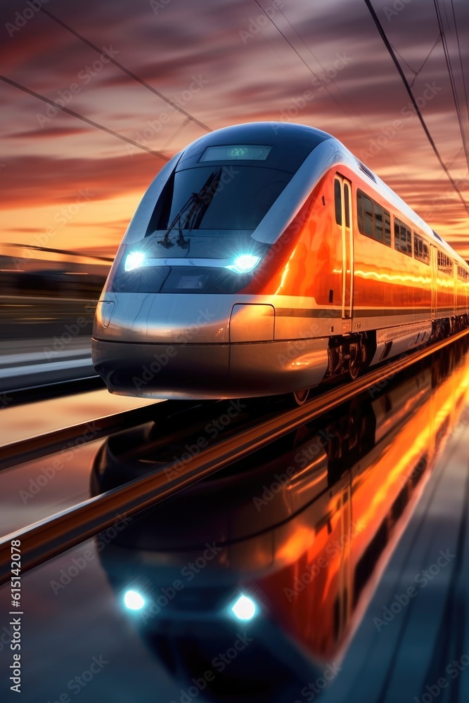 Futuristic high-speed TGV train with natural light effects Generative AI Illustration