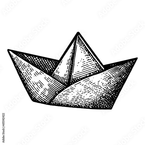 origami boat vector sketch