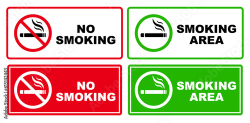 no smoking area and smoking area sign printable red stop symbol set ban prohibited silhouette icon design