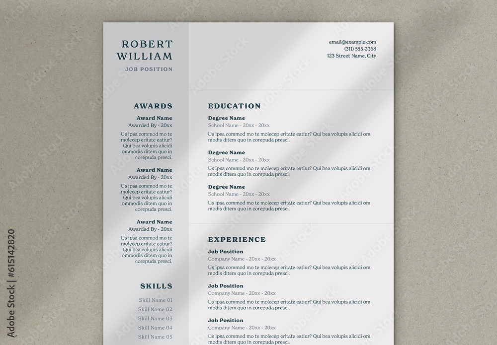 Simple Resume and Cover Letter set with Blue Accents Stock Template ...