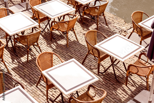 Photography restaurant tables. wicker furniture