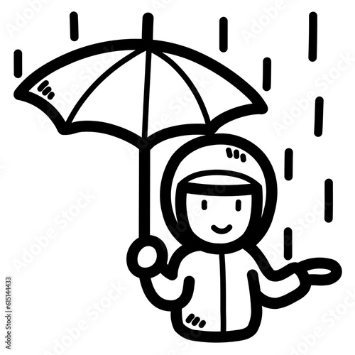 rainy line icon style