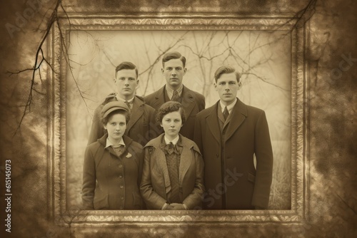 Family Photo in Vintage Frame - AI Generated