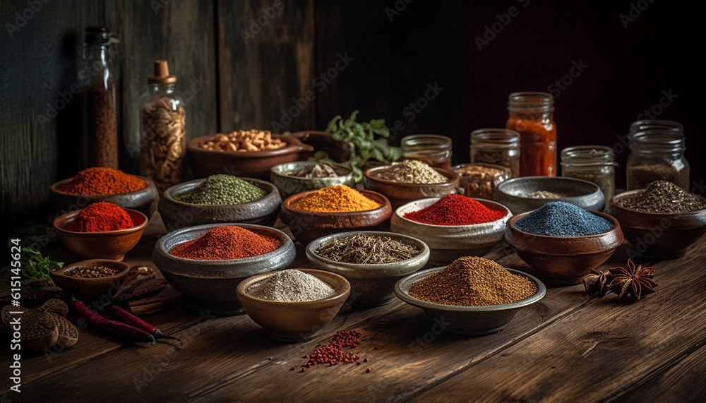 Spice up your cooking with multi colored organic curry variations generated by AI