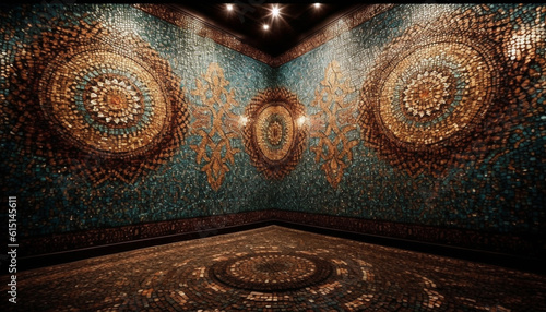 The ornate mosque architecture illuminates the spirituality of East Asian culture generated by AI