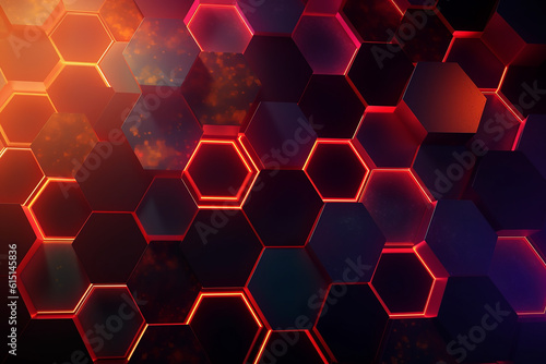 Red Light Hexagon Backdrop - Hexagonal wallpaper - Abstract Hexagon - honeycomb pattern