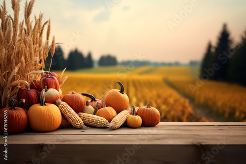 still life with pumpkins for Thanksgiving. ai generative