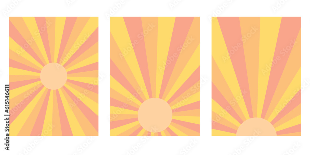 Obraz premium Sun backgrounds set in a retro style. Vector illustration
