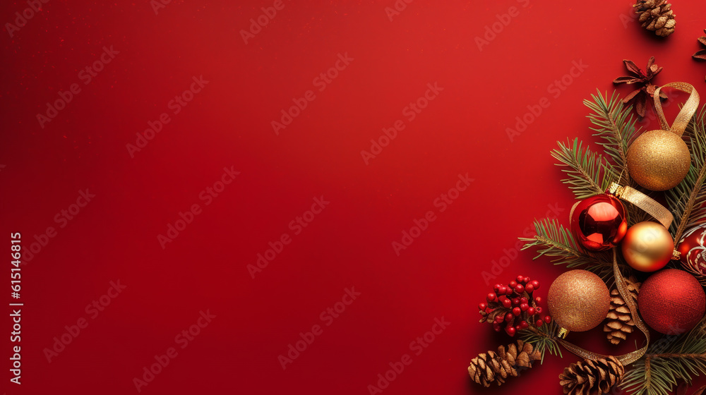 beautiful Christmas tree decorations. copy space. christmas background. ai generative