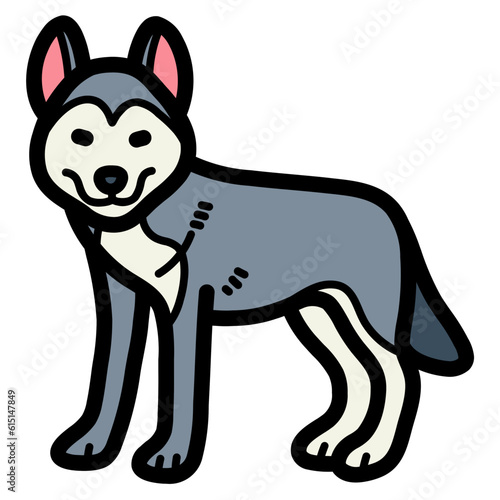 siberian huskey filled outline icon style