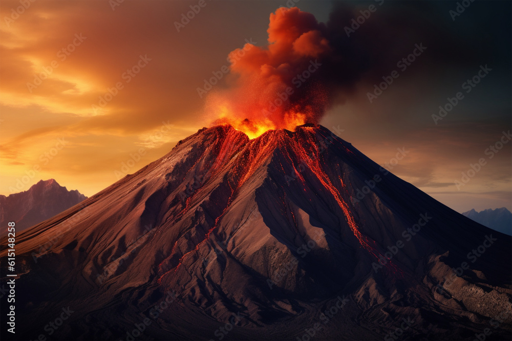 Generative AI.
active volcano scenic background