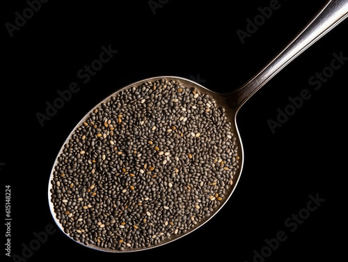 Chia seeds background with spoon
