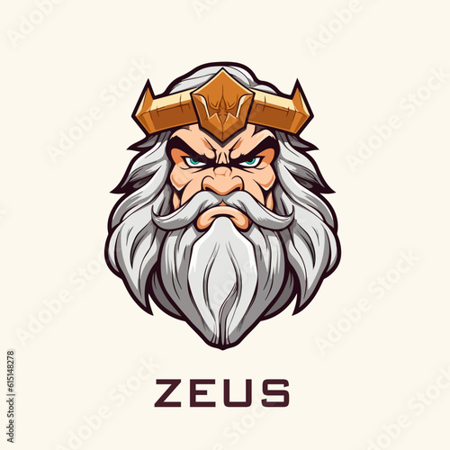 God Zeus mascot logo vector