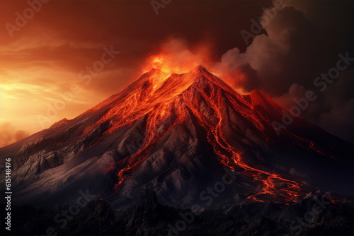 Generative AI. active volcano scenic background © Yoshimura