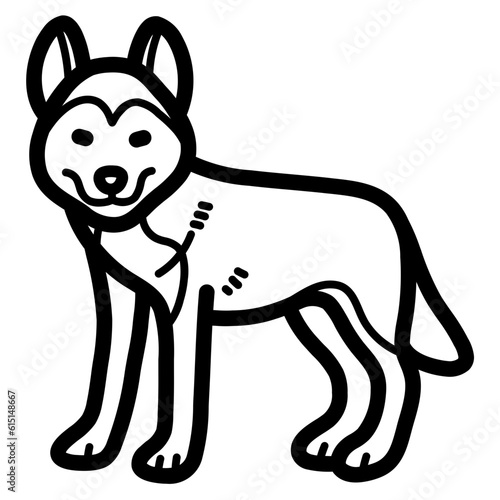 siberian huskey line icon style