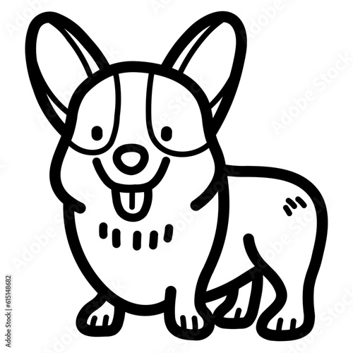 welsh corgi line icon style