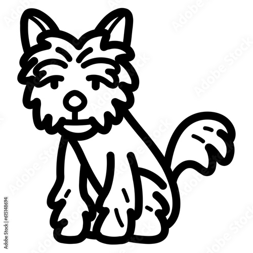 silky terrier line icon style