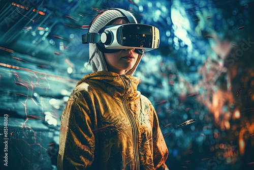 Jugendliche mit VR Brille, Virtuelle Realität, Zukunft, Generative AI photo