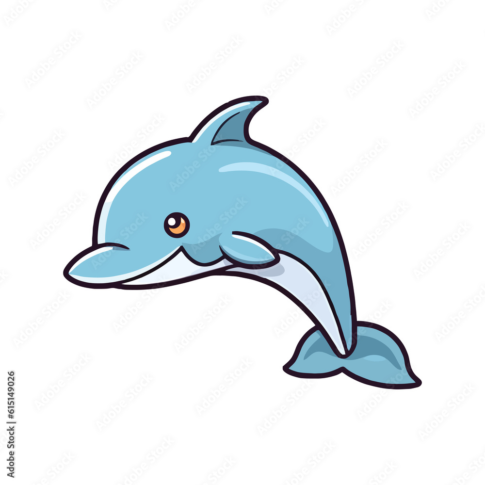 Joyful Aquatic Companion: Playful 2D Illustration of a Darling River Dolphin Joyful Aquatic Companion: Playful 2D Illustration of a Darling River Dolphin