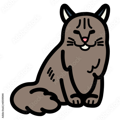 maine coon cat filled outline icon style