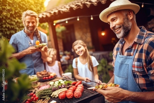 grilling lamb ribs on hot flame , barbecue cooking in evening and sunset, ai generated