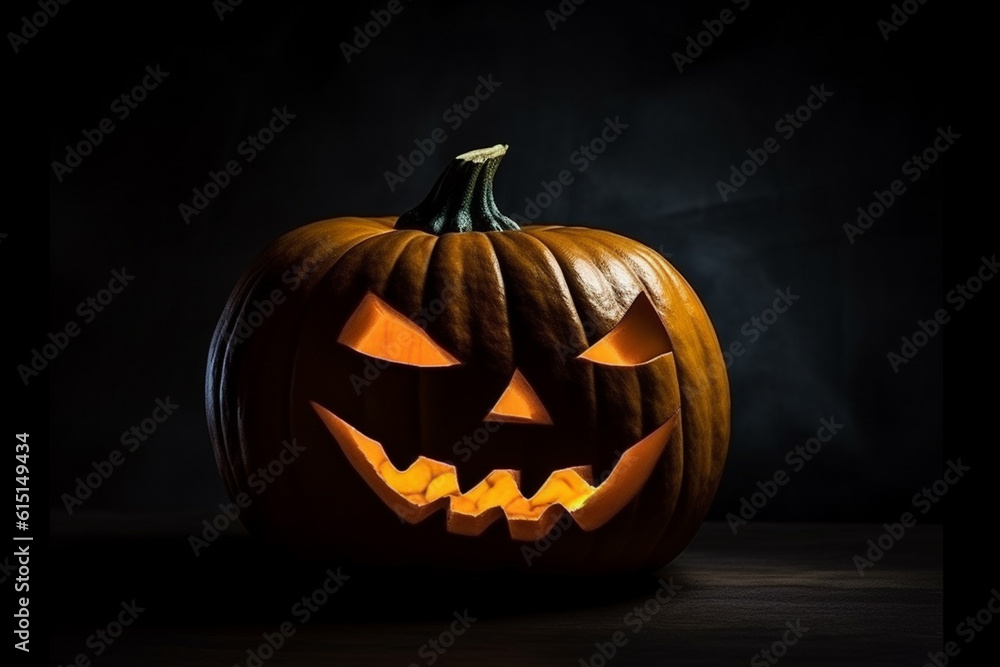 Halloween pumpkin in magic night. Generative ai Halloween pumpkin in magic night. Generative ai