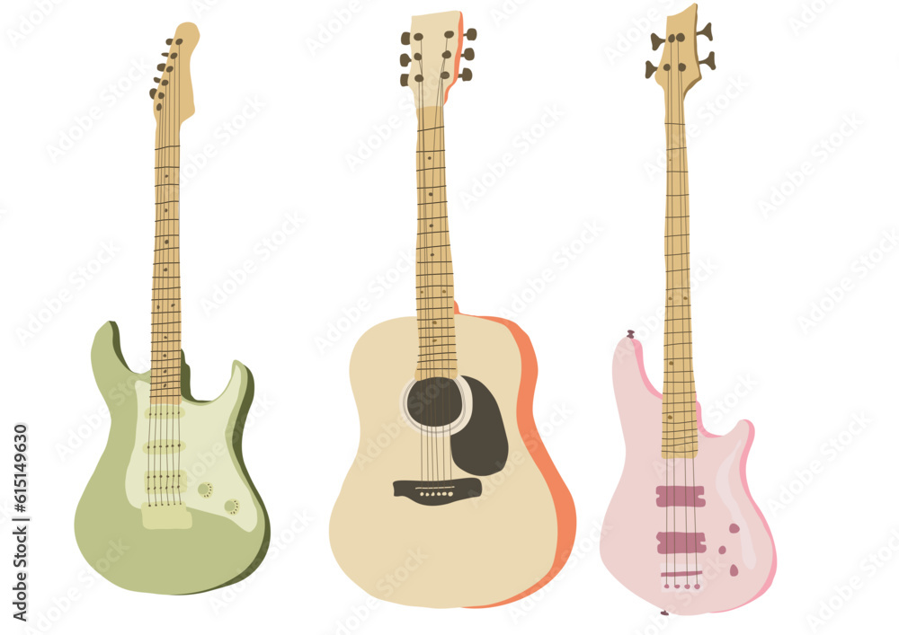 Obraz premium set guitar electronic, bass, acoustic