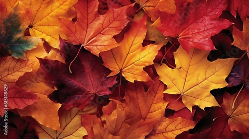 Autumn leaves vibrant in various shades. AI generated