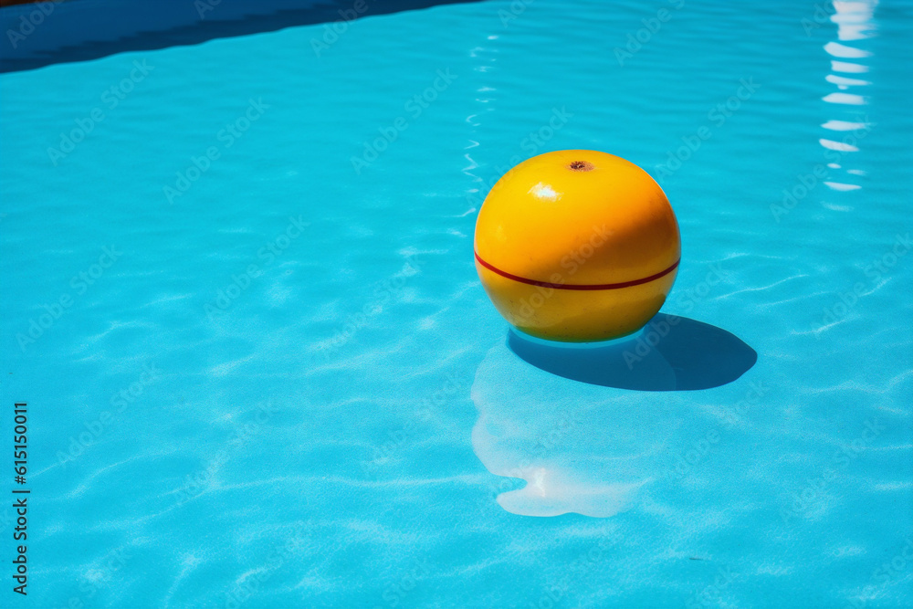 rescue resort yellow pool water ring sunlight circle float vacation. Generative AI.