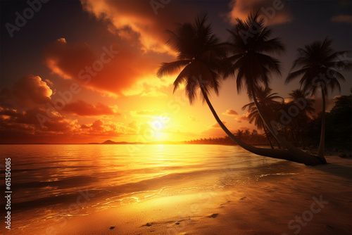Generative AI. beach sunset view background