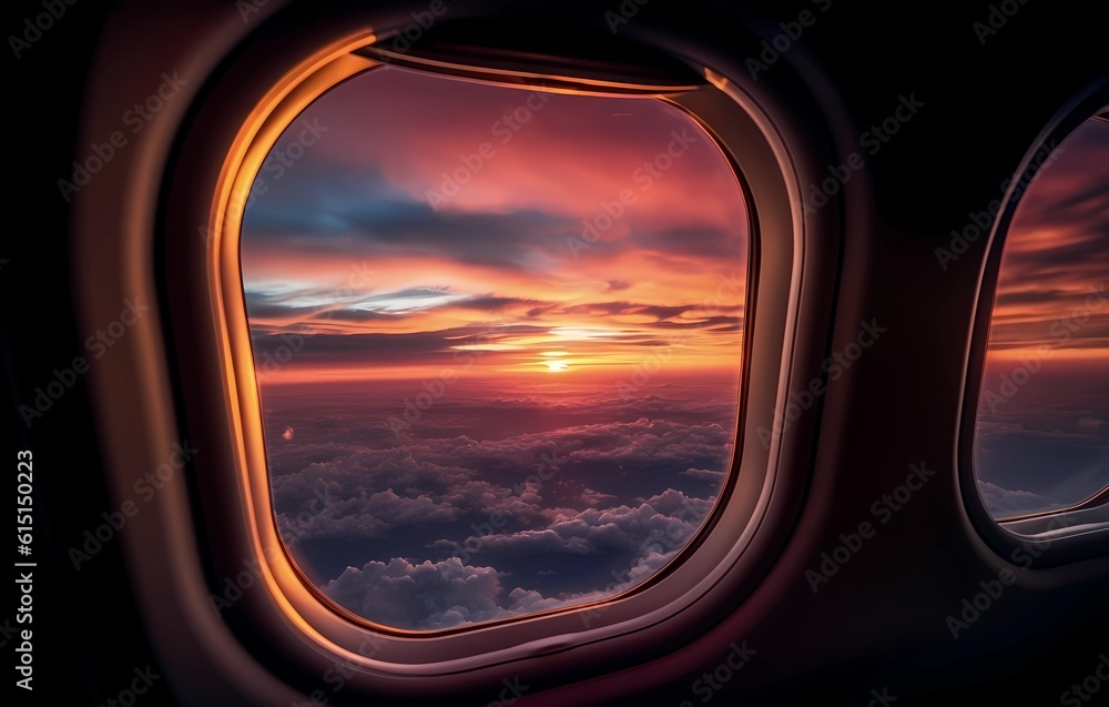 Ausblick aus Flugzeug, generiert mit KI Ausblick aus Flugzeug, generiert mit KI