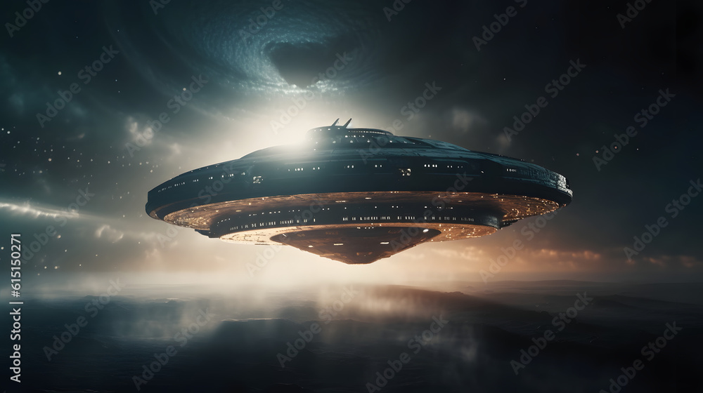 Obraz premium Illustration of a Futuristic Spaceship. Generative AI