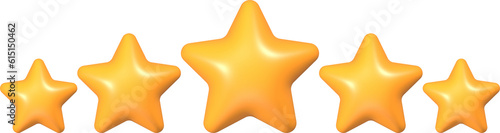 3D Five Star Icon Illustration Rating