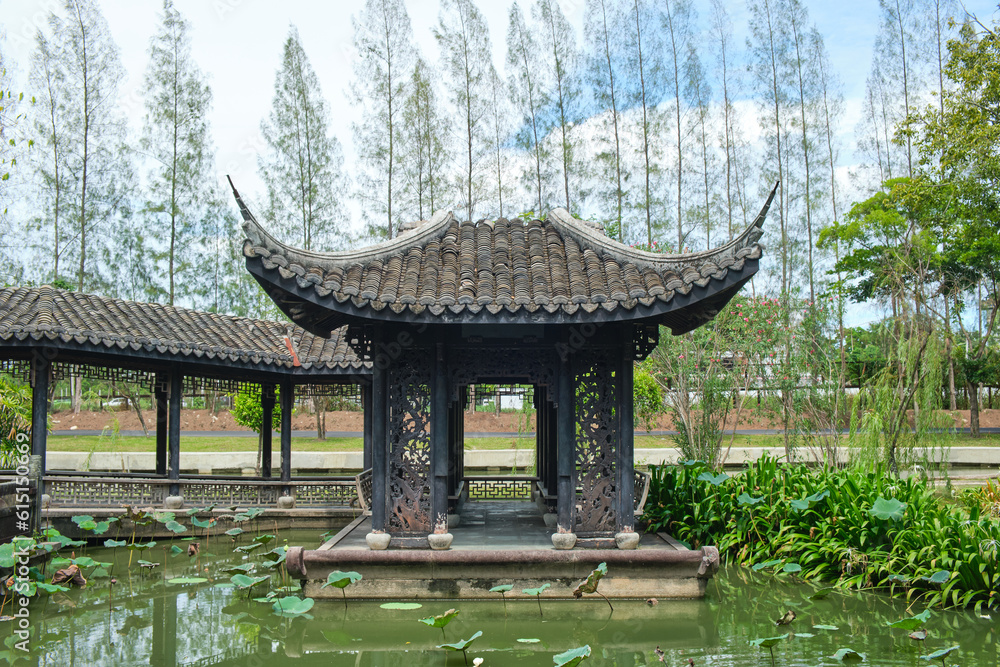Ancient style Chinese building in Rama 9 park in Bangkok , Thailand . China and east asia architecture and garden Ancient style Chinese building in Rama 9 park in Bangkok , Thailand . China and east asia architecture and garden