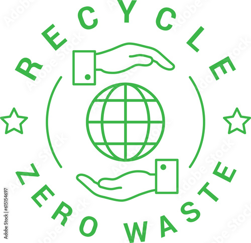 Recycle zero waste go green planet pollution protection environment safe line logo vector