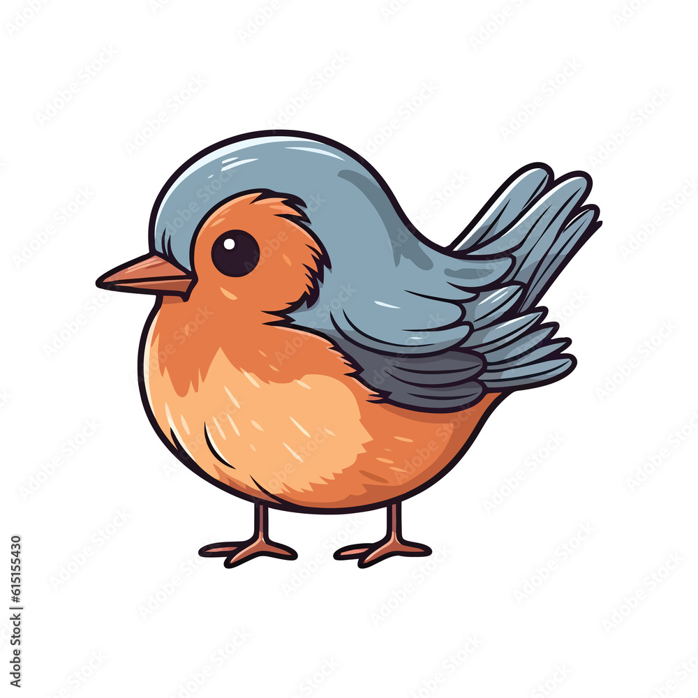 Fototapeta premium Joyful Feathered Friend: Playful 2D Illustration of a Darling Robin