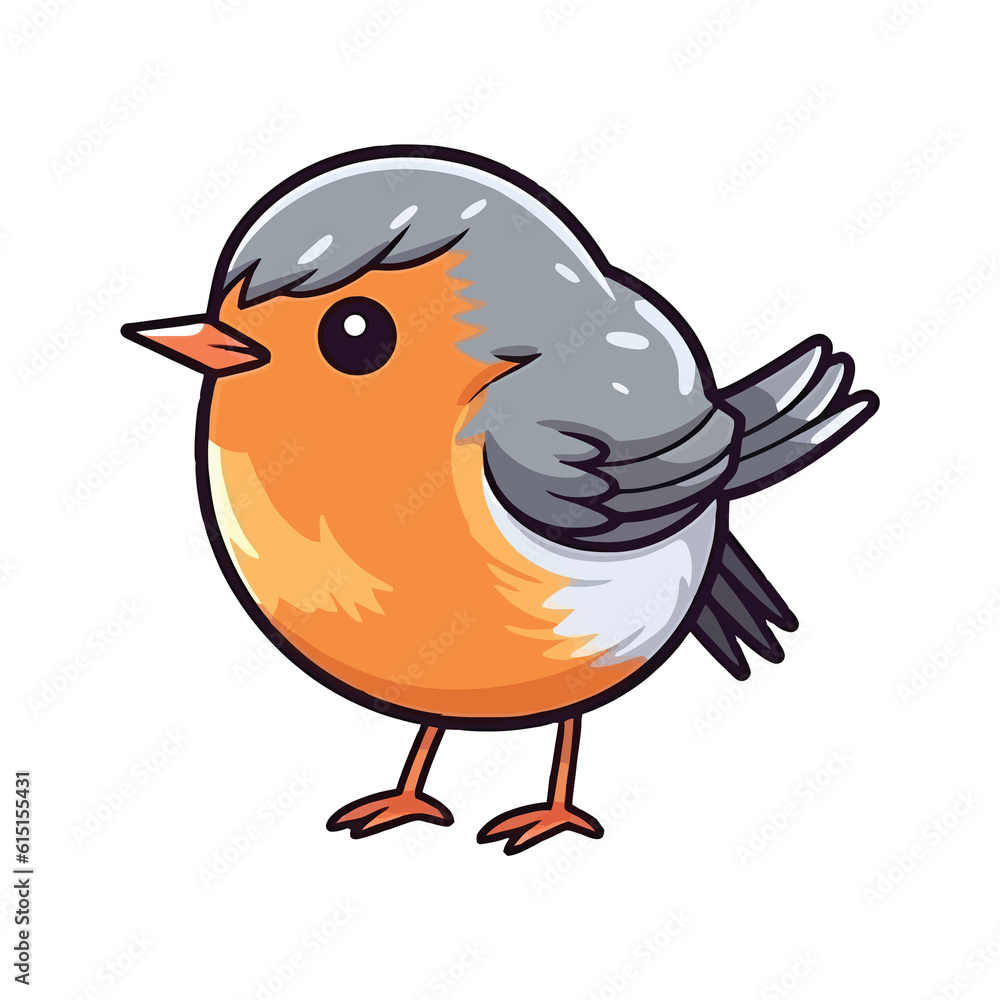 Fototapeta premium Joyful Feathered Friend: Playful 2D Illustration of a Darling Robin