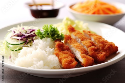 Delicious Plate of Japanese Tonkatsu and Rice  photo