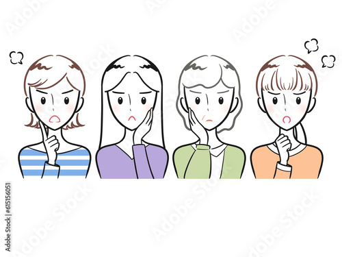 プンプン怒っている女性たち（シンプル）