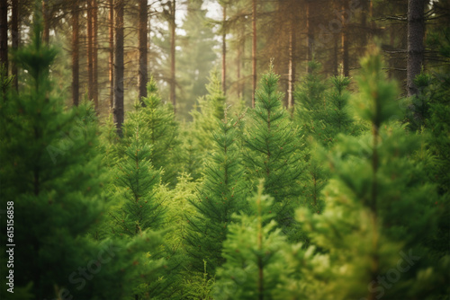 Generative AI. pine forest scenic background © Yoshimura
