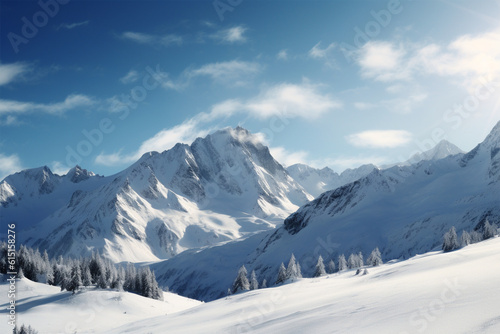 Generative AI. snowy mountain scenery background © Yoshimura