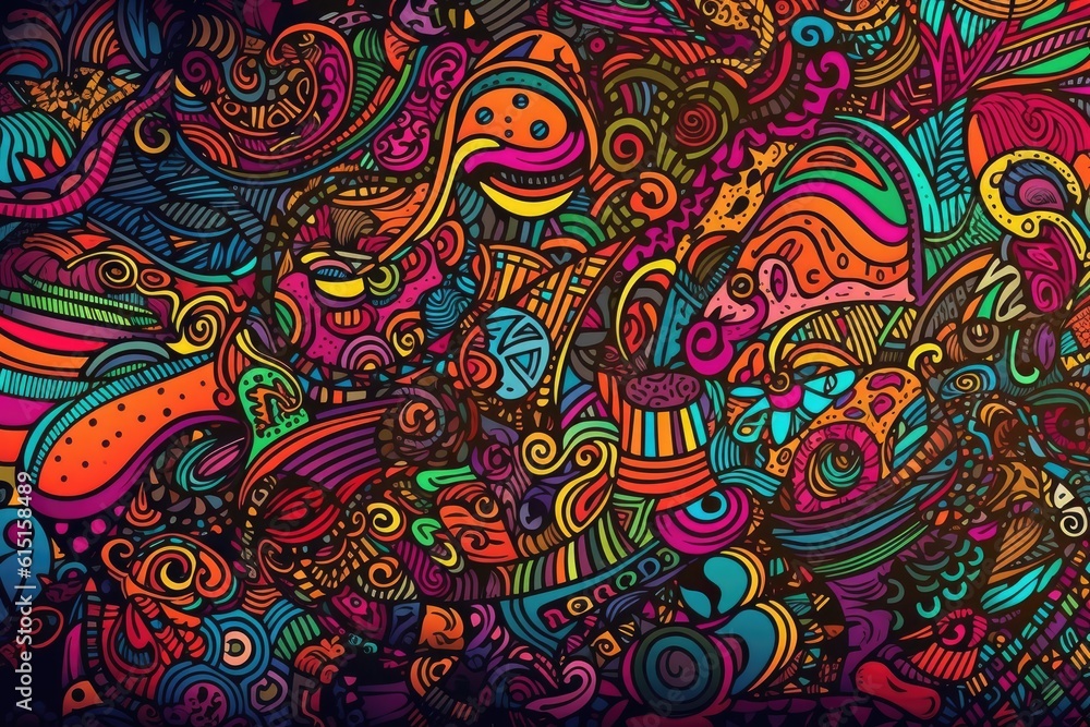 Colourful doodle pattern Colourful doodle pattern